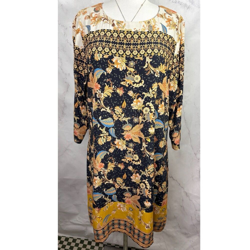 Desigual Boho Shift Tunic Dress Batik Floral Geometric Art To Wear 44 L Artsy